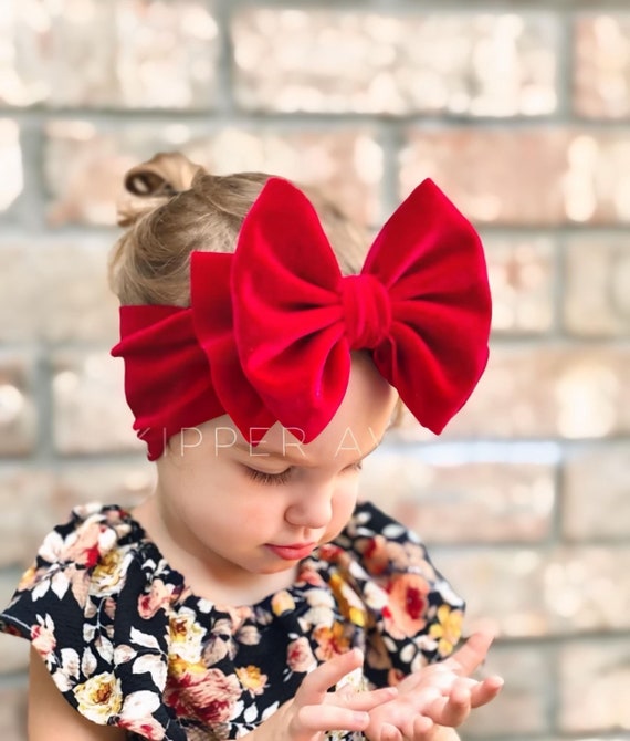 VELVET SIGNATURE HEADWRAPS • Signature Stand-Up Bows | Permanently Sewn & Pull-Proof | Big Bow Headband | Soft and Stretchy