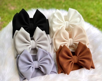 PICK 6 BUNDLE • Choose Six Custom Colors, Signature Bow Headwraps, Stretchy and Soft, Permanently Sewn Secure and Pull-Proof Headband Design