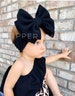 JET BLACK • Stand-Up Headwraps, Permanently Sewn & Pull-Proof, Big Bow Headbands, Newborn Bows, Soft and Stretchy, Baby Headwraps