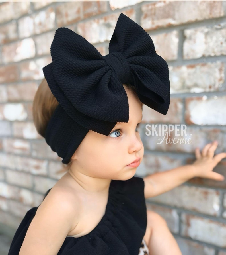 SIGNATURE BOW HEADBANDS • Sewn Secure and Pull-Proof | Custom Bow Size | Big Bows | Pull-Proof | Stretchy Soft | High Quality Handmade Bows image 1