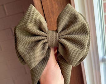 OLIVE GREEN • Signature Stand-Up Headwrap | Permanently Sewn & Pull-Proof | Big Bow Headbands | Soft and Stretchy | Big Bow Headwraps