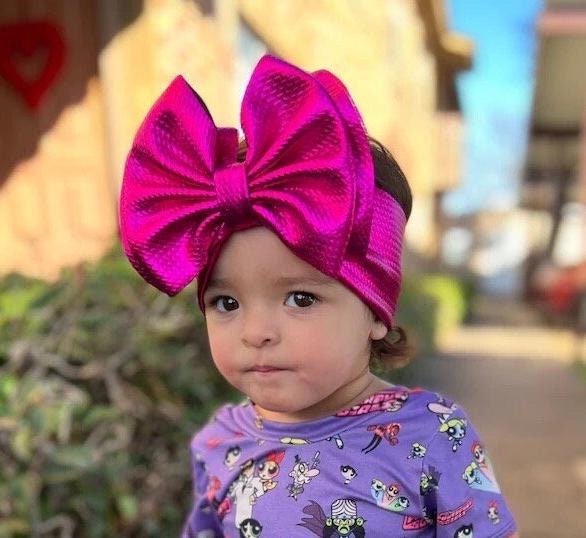 【WOOHWA】PUFF RIBBON SK FUCHSIA METALLIC • Stand-up Headwraps, Permanently Sewn