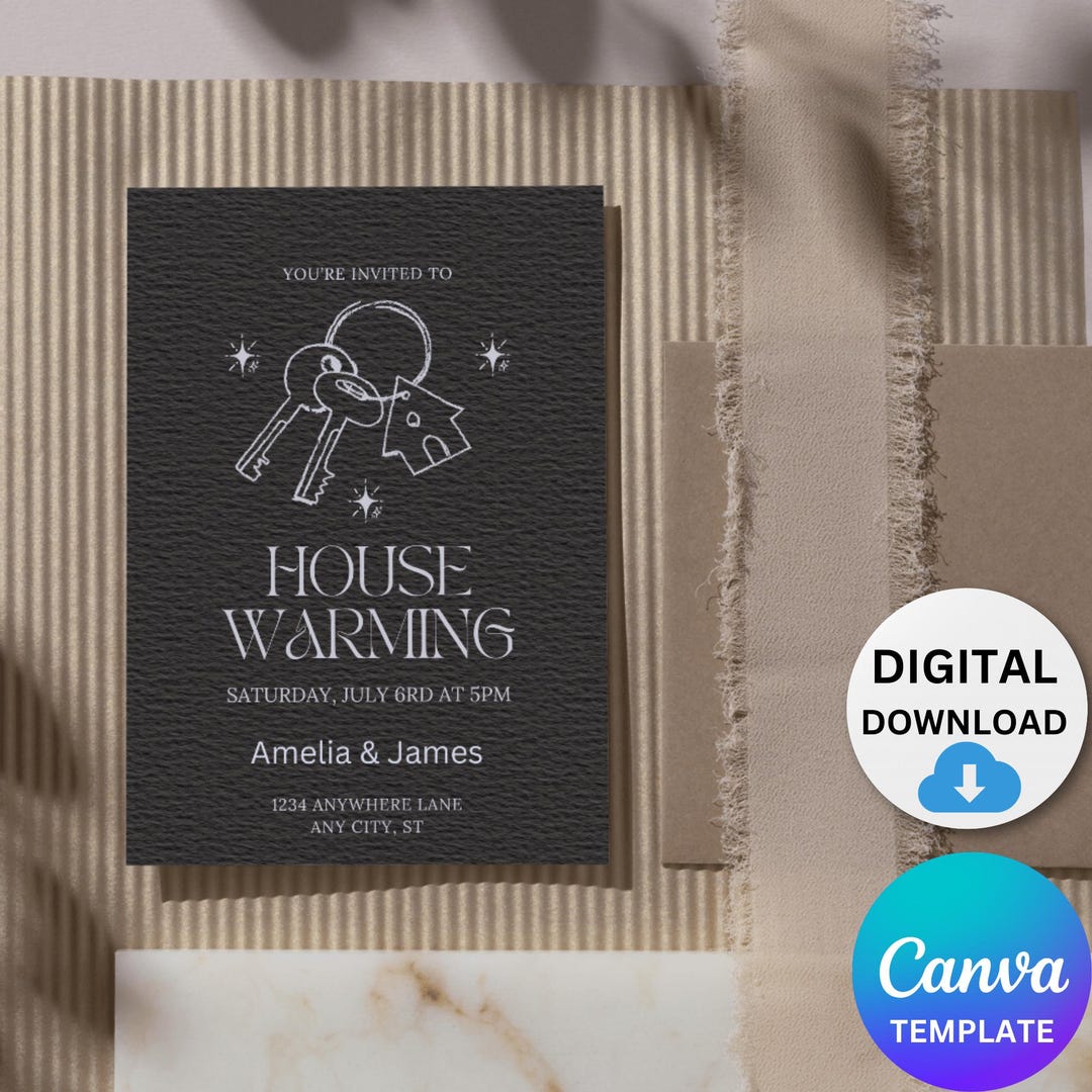 Housewarming Invitation, Digital Invite, Minimalist Design, Chalkboard ...