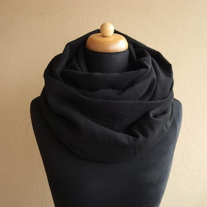 Loop made of muslin, black, women's scarf made of double gauze