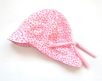 Summer hat made of muslin, baby and children's sun hat, tie-on hat, muslin hat, pink, leopard print