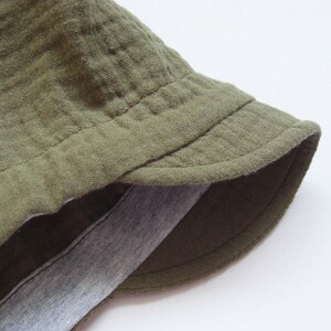 Summer hat made of muslin, baby and children's sun hat, tie hat, muslin hat, olive green/gray image 5