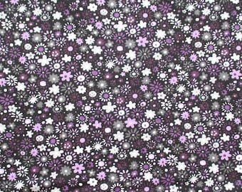 Jersey NADINE black/purple 0.5 m, floral, cotton jersey