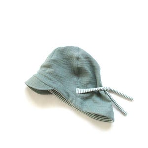 Summer hat made of muslin, baby and children's sun hat, tie-on hat, muslin hat, dark mint