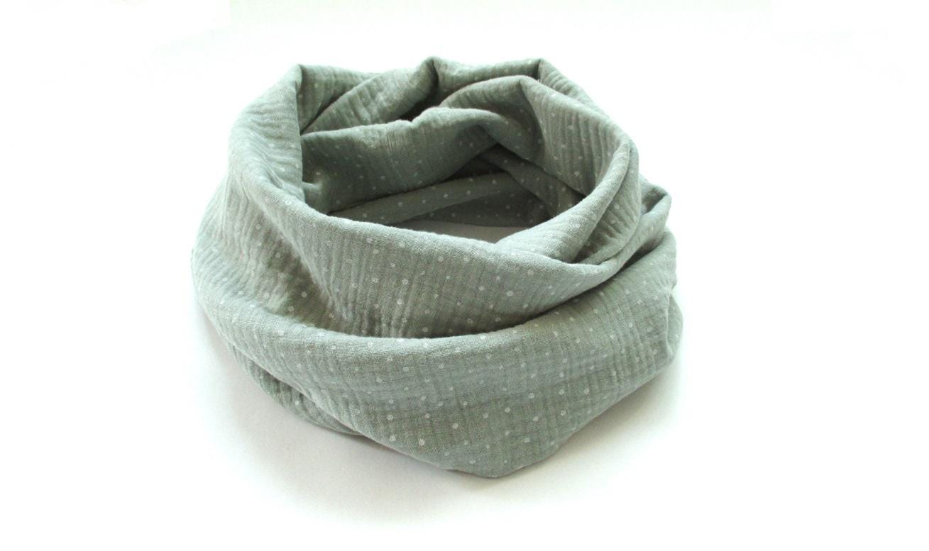 Muslin loop, sage, ladies scarf made of double gauze