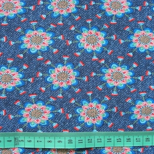 Jersey LIMA Blumen jeansblau 0,5 m Bild 3