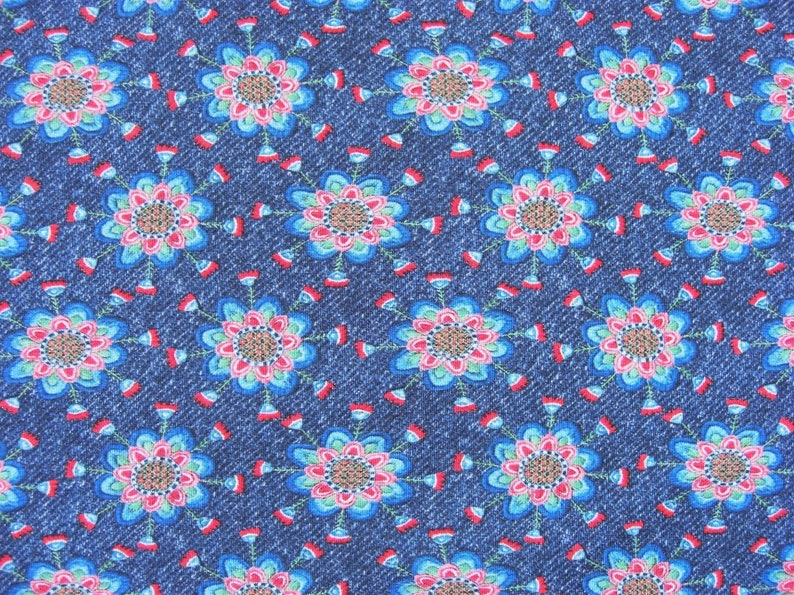 Jersey LIMA Blumen jeansblau 0,5 m Bild 1