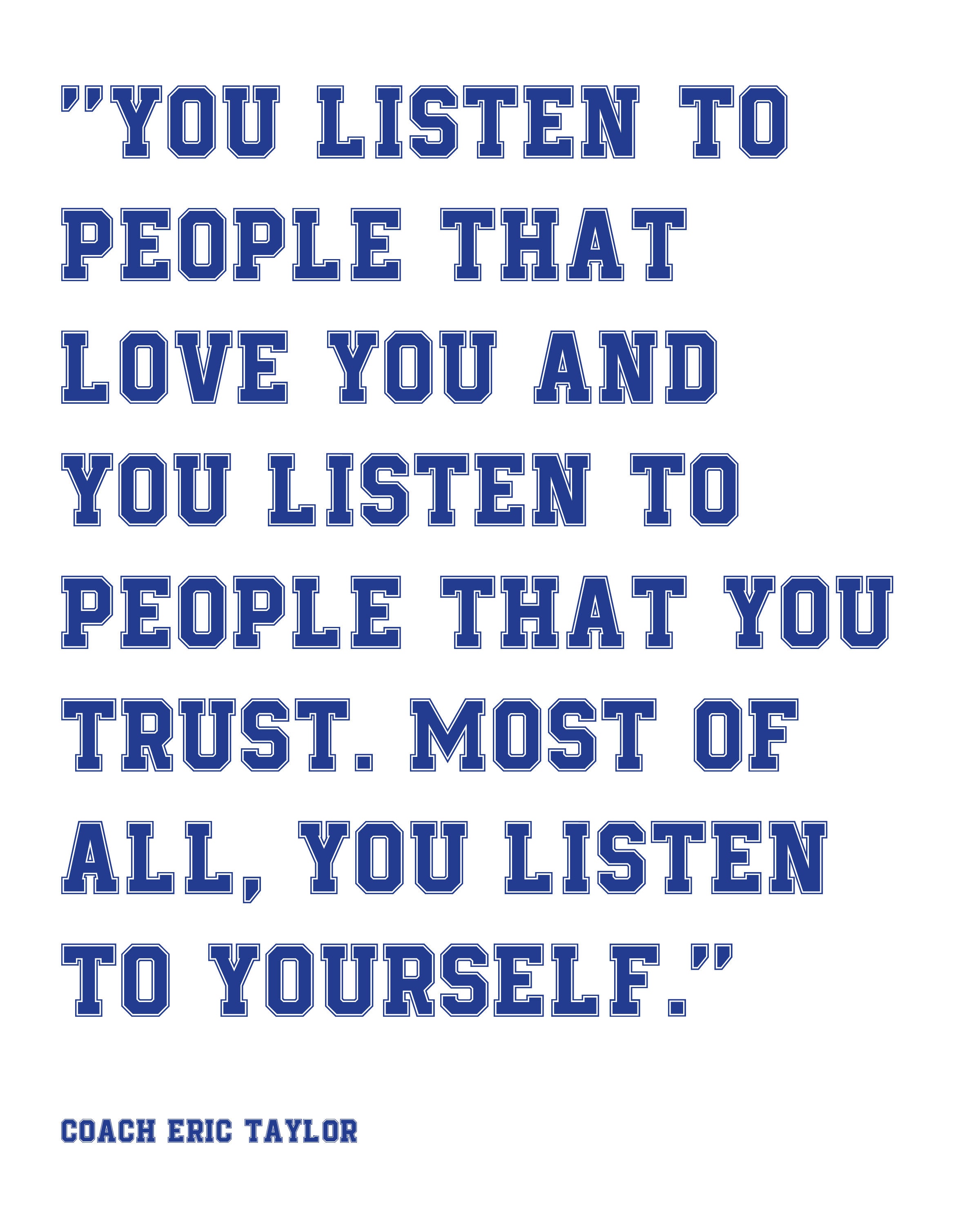 Coach Eric Taylor Quote Clear Eyes Full Hearts Can T Etsy