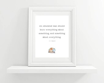 C.V. Wedgwood Quote, Digital Download Art, Teacher Wall Print, Education Large Wall Art, School Poster Print, Poster Art