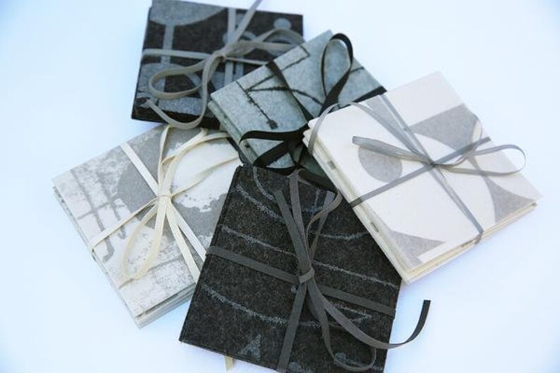 Father's Day Chalkline eco friendly merino wool felt coasters, 5mm, Charcoal image 3