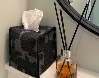 Merino Wool Tissue Box Cover 'Fragment' Charcoal