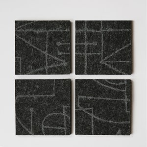 Father's Day Chalkline eco friendly merino wool felt coasters, 5mm, Charcoal image 2