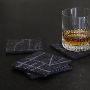 Father's Day Chalkline eco friendly merino wool felt coasters, 5mm, Charcoal image 1