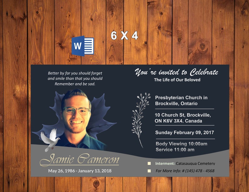 Memorial Card Template Word