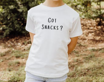 Chemise Got Snacks, chemise Snacks pour les jeunes, chemise drôle pour enfant, chemise Snacks drôles pour enfant, chemise amusante taille jeune, chemise collation pour enfants