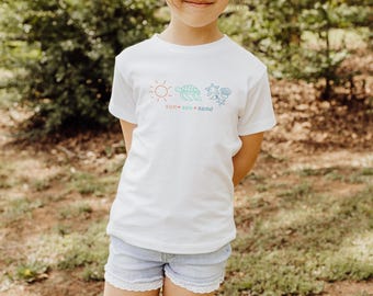 Sun Sea & Sand Kids Tshirt, Cute Summer Kids Shirt, Kids Vacation Tee, Kids Beach Tee, Simple Summer Kids Shirt