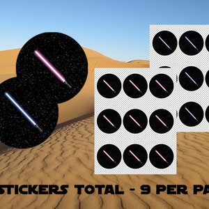 Star Wars Gender Reveal Stickers Team Jedi Luke Team Princess Leia Instant Digital Download