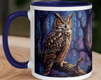 Owl Trio Coffee Mug | Nocturnal Forest Art, Nature Lover Gift