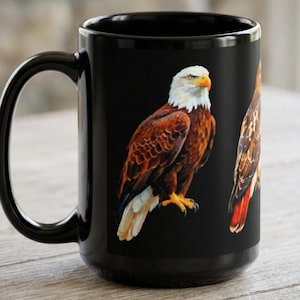 Raptor-mugg – Örn, hök, falk, uggla, keramisk kaffekopp – gåva för fågelskådning