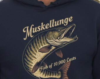 Muskellunge Hoodie Fisch aus 10.000 Würfen Moschus Angeln Sweatshirt Vintage Angler Geschenk Outdoor Hoodie
