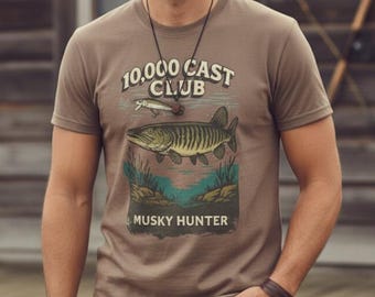 Camiseta vintage de pesca con almizcle, regalo para pescadores, regalos de pesca