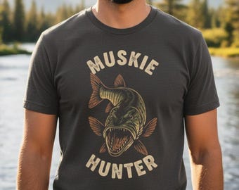 Camiseta gráfica vintage de cazador de muskellunge: camisa de pesca para amantes de la naturaleza