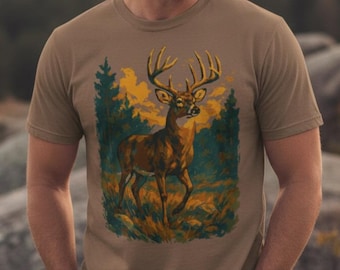 Vintage Whitetail Buck Graphic Tee: Deer Hunting, Outdoorsman Wildlife Shirt