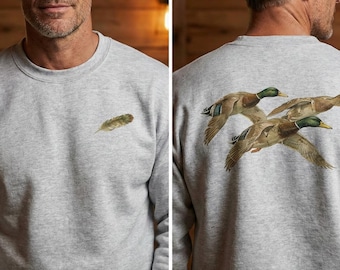 Sudadera de cuello redondo con diseño de pato real: Caza de aves acuáticas, jersey de cazador de patos