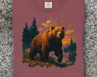 Grizzly Bear Graphic Tee: Vandringskjorta i vintagestil i nationalparksstil