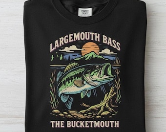 T-shirt graphique vintage pour achigan à grande bouche : T-shirt de pêcheur rétro