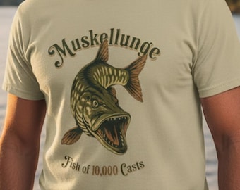 Camiseta gráfica vintage de muskellunge, regalo para pescadores al aire libre