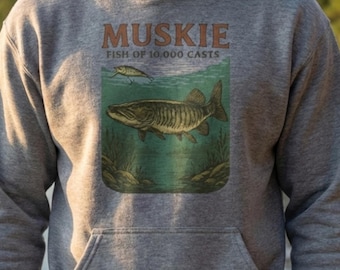 Vintage Muskie Hoodie, Angler Fishing Sweatshirt