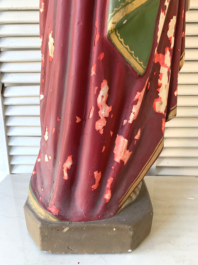 FRANCE Huge Jesus Christ Statue 10 Kg Sacred Heart Plaster Etsy