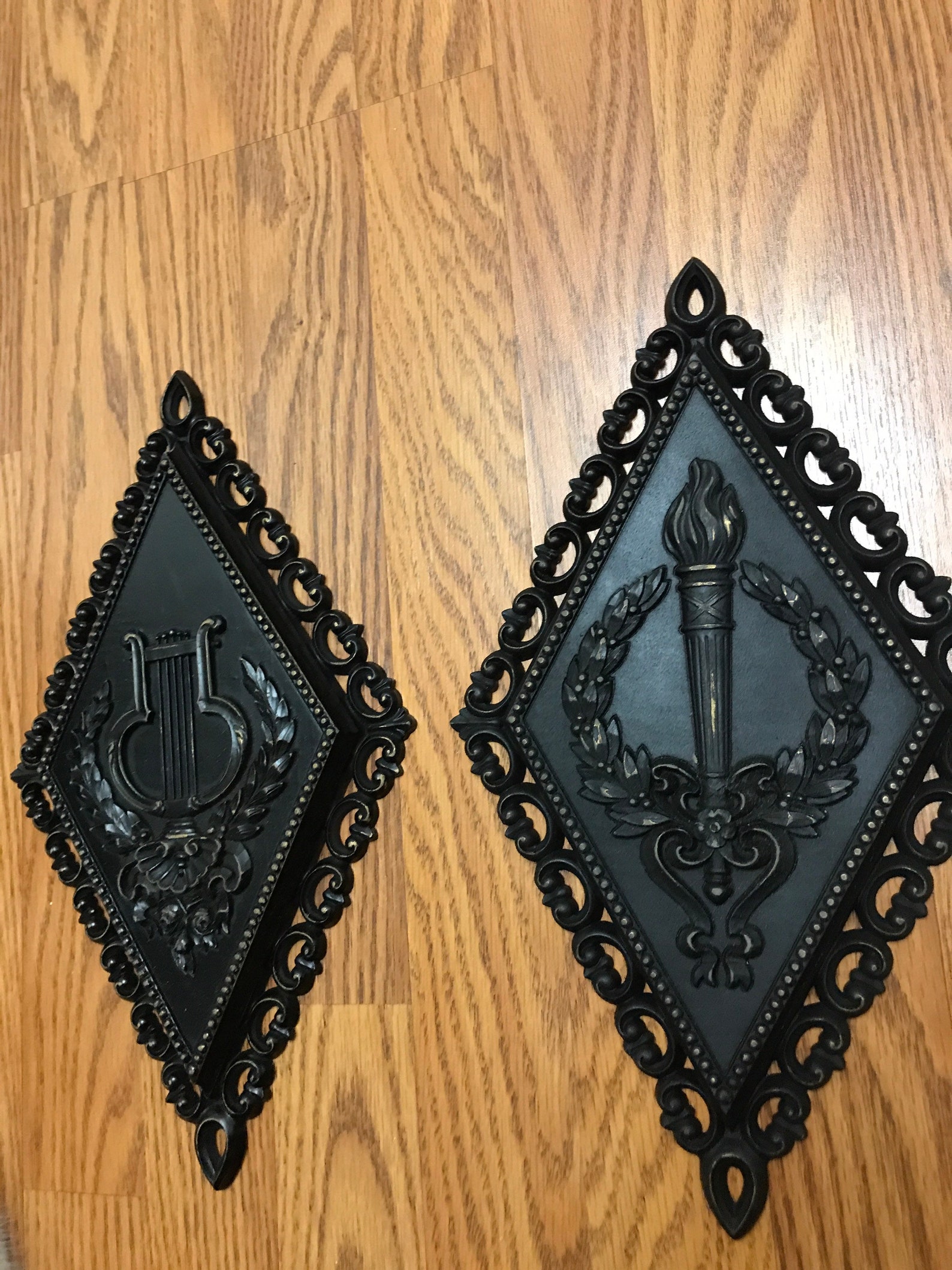 Victorian Gothic Wall Plaques Gothic Black & Gold Gothic Etsy