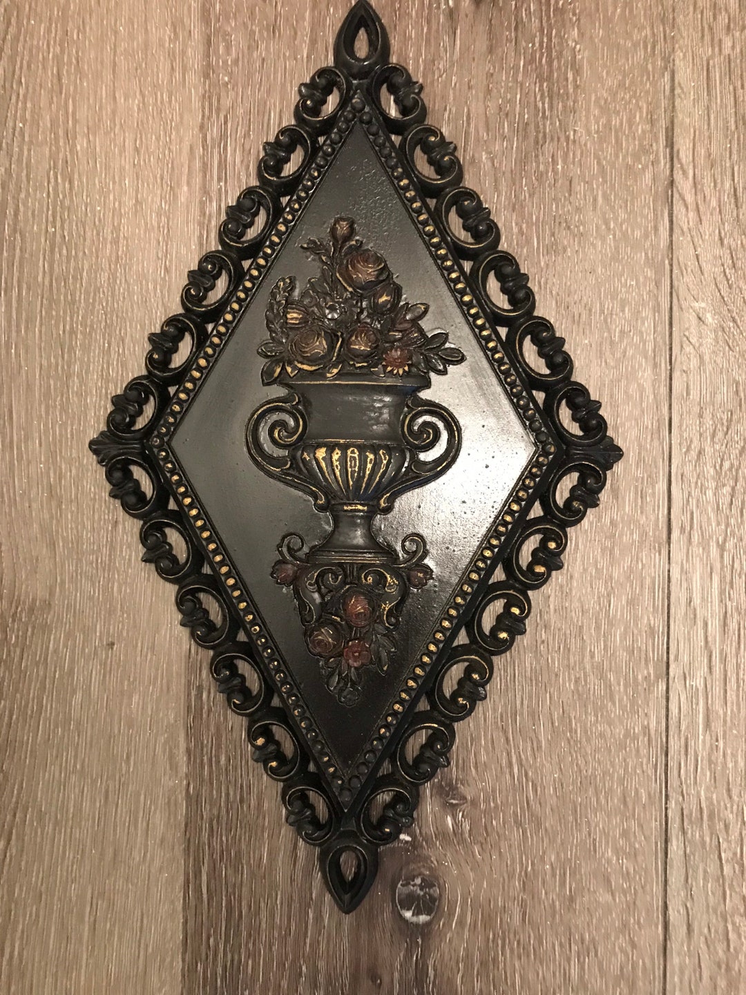 Victorian Gothic Wall Plaque, Gothic Black Roses, Gothic Wall Decor