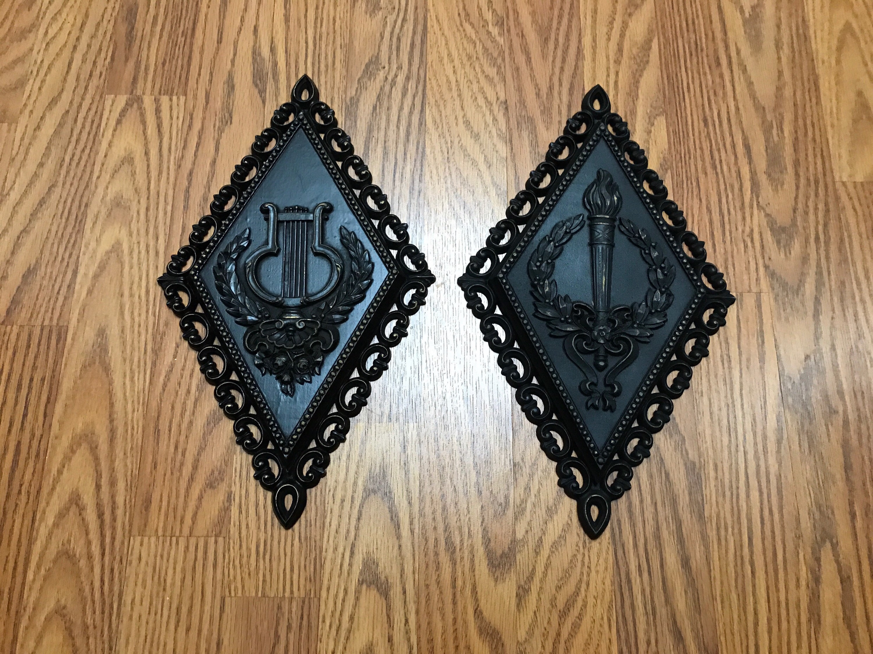 Victorian Gothic Wall Plaques Gothic Black & Gold Gothic Etsy