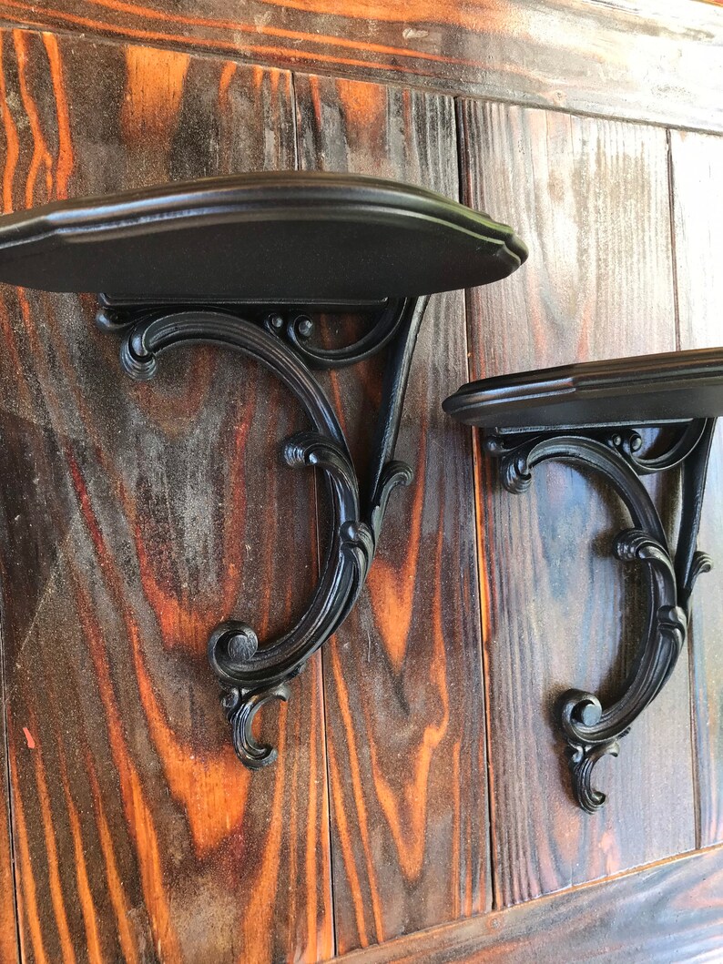 Pair Victorian Gothic Black Floating Shelves Gothic Shelves Etsy