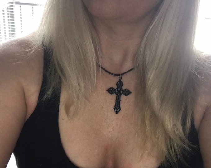 Popular Gothic Dark Exaggerated Cross Layered Necklace main image 0