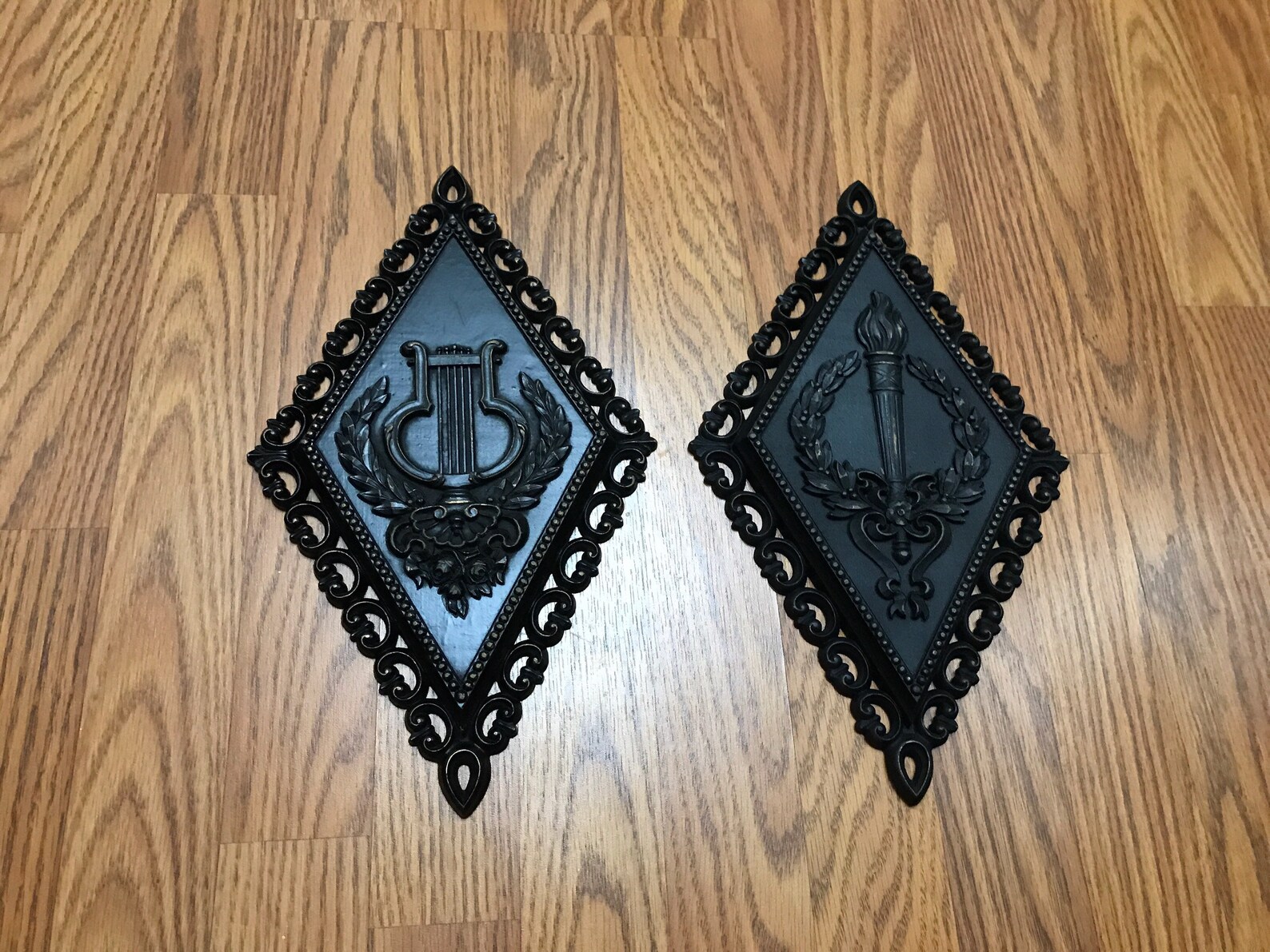 Victorian Gothic Wall Plaques Gothic Black & Gold Gothic Etsy
