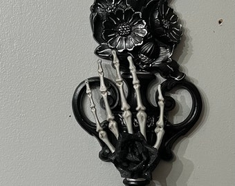 Victorian Goth Decor, Vintage Wall Sconce, Black Candle Holders, Gothic Home Decor, Halloween Decor