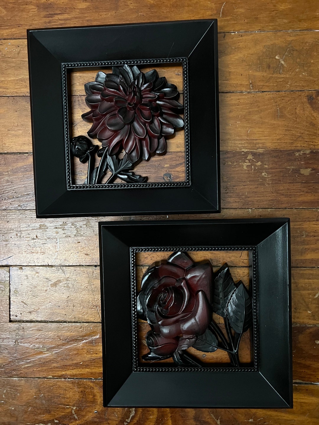 Victorian Gothic Floral Wall Plaques, Gothic Black and Red Gothic Wall ...