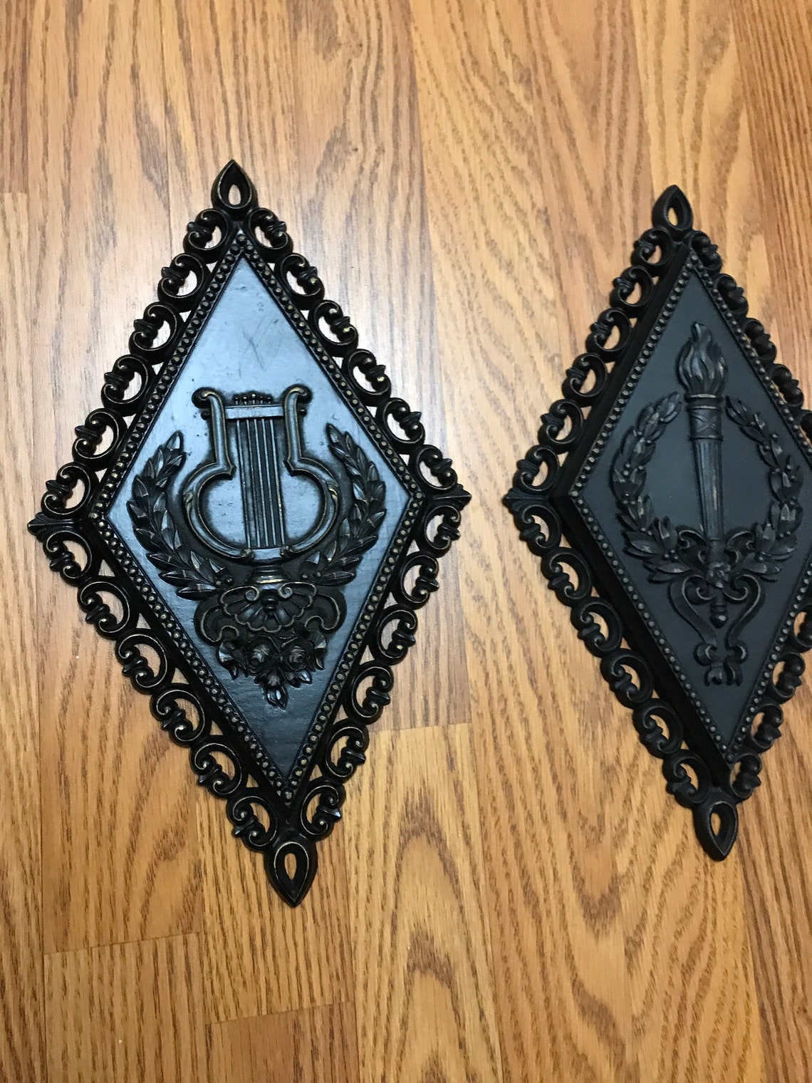 Victorian Gothic Wall Plaques Gothic Black & Gold Gothic Etsy