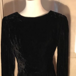 Vintage 1980s Lanz Originals Black Rayon Velvet Evening Dress