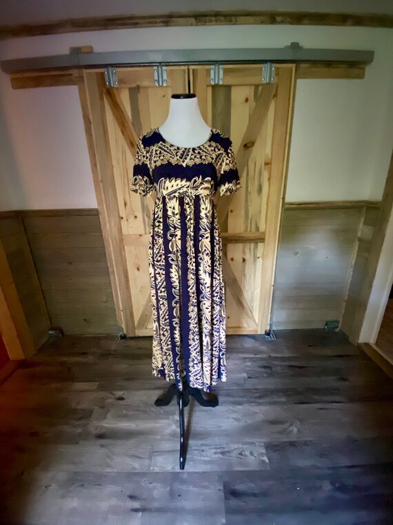 Vintage 1980s KC Spencer by Chelsea Rousso Navy and Gold Empire Waist Dress  Size 6 - Etsy