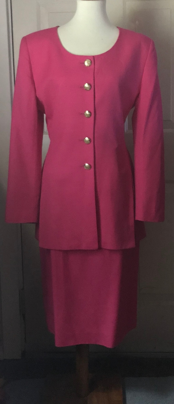 Christian Dior 1980s Hot Pink Power Suit