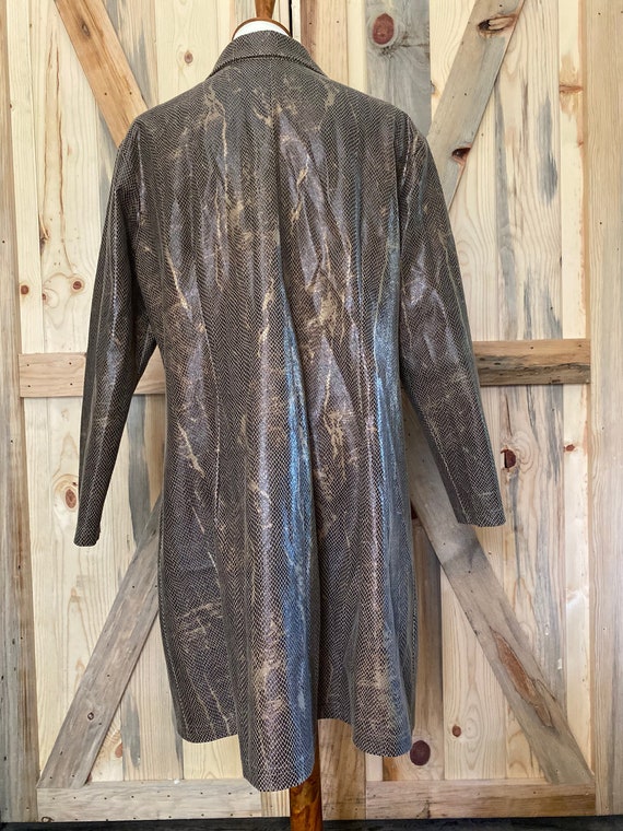 Vintage 1980s Reptile Print Lightweight Metal Coat - image 2